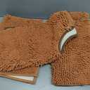 RUN HELIX Bathroom Rugs 3 Pieces Orange Bath Rugs Fall Shower Rugs with U-Shaped Contour Toilet Mat Absorbent Chenille Plush Bath Mats Non Slip Bath Rugs Bathroom Floor Mats Bath Mat Living Rug Set