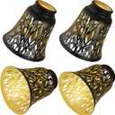 4 pack ceiling fan light covers- small lamp shades,mini lamp shades,metal lamp shade for pendant light shade, wall lamp, with 1-5/8" Fitter, 4-3/4" Height and 4-3/4" Diameter, black and gold colors.