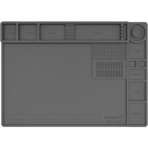 STREBITO Heat Resistant Silicone Soldering Mat up to 932F, Silicone Work Mat Soldering Pad for Electronics Repair, Magnetic Mat for Watch, Phone, Tablet, Eyeglass, Knife, Size 13.8"x9.9" (Grey)