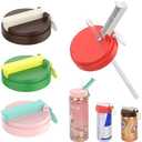 Soda Can Lids with Straw, 4-Pack Can Covers for Soda with Reusable BPA-Free, Spill-Proof & Airtight Seal, Easy to Use, Fits for S/M/L Sizes Cans for Soda, Beer, Juice, Seltzer