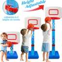 Toddler Basketball Hoop Indoor Outdoor - Height Adjustable 27.6-54 Inches (5 Slots), Kids Basketball Hoop with 4 Inflatable Balls & Pump, Safe Toddler Toys for 1-6 Year Old Boys Girls