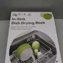 Over the Sink Expandable Dish Drainer Drying Rack In Stainless Steel for Small Kitchen, Counter Space Saving Modern Compact Metal Above Plate Dryer Strainer, Adjustable Hanging Inside Drain Holder (For 11-12"W Sink, Black)