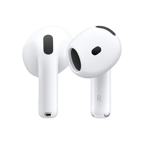 Apple AirPods 4 Wireless Earbuds, Bluetooth Headphones, Personalized Spatial Audio, Sweat and Water Resistant, USB-C Charging Case, H2 Chip, Up to 30 Hours of Battery Life, Effortless Setup for iPhone | Justbid Apple AirPods 4 Wireless Earbuds, Bluetooth Headphones, Personalized Spatial Audio, Sweat and Water Resistant, USB-C Charging Case, H2 Chip, Up to 30 Hours of Battery Life, Effortless Setup for iPhone | Justbid