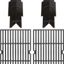 Hisencn Grill Replacement Parts for Dyna-Glo DGC350CNP-D DGF350CSP DGF350CSP-D, 2-Pack Porcelain Steel Heat Plates, 2-Pack Cast Iron Grill Grates, Flavorizer Bars