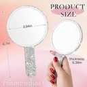 Framendino, 1 Pack Rhinestone Handheld Mirror Round Bling Glitter Cosmetic Dazzling Portable Hand Mirrors with Handle for Women White