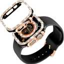 DABAOZA Compatible for Apple Watch Bands 49mm with Bumper, Bling Glitter Women Silicone Soft Comfortable Strap for iWatch SE Ultra 3 2 Series 11 10 9 8 7 6 5 4 3 2 1Black Rosegold49