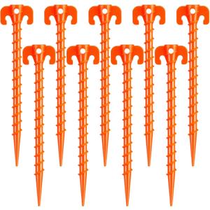 15 Pack Plastic Spiral Tent Stakes - 10 Inch Heavy Duty Screw-in Sand Anchors Pegs - Windproof Plastic Ground Anchor Stakes for Secure Tents, Inflatables, Canopies, Tarps, Garden Structures