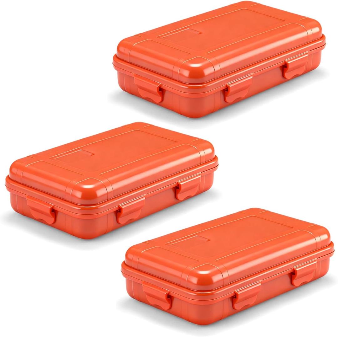 Geelin 3 Pack Waterproof Dry Box Small Storage Water Resistant Containers Dry Box Protective Case for Kayaking, Boating, Drifting(Orange)