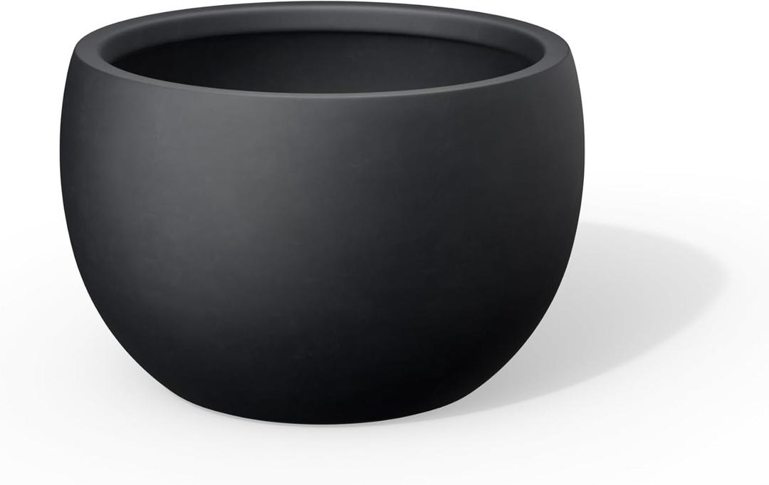 Kante 11.8-Inch Dia Round Concrete Planter, Bowl-Style Flower Pot with Drainage Hole for Patio, Garden and Home - Ideal for Flower and Trees (9.4" Opening), Black Kante 11.8-Inch Dia Round Concrete Planter, Bowl-Style Flower Pot with Drainage Hole for Patio, Garden and Home - Ideal for Flower and Trees (9.4" Opening), Black