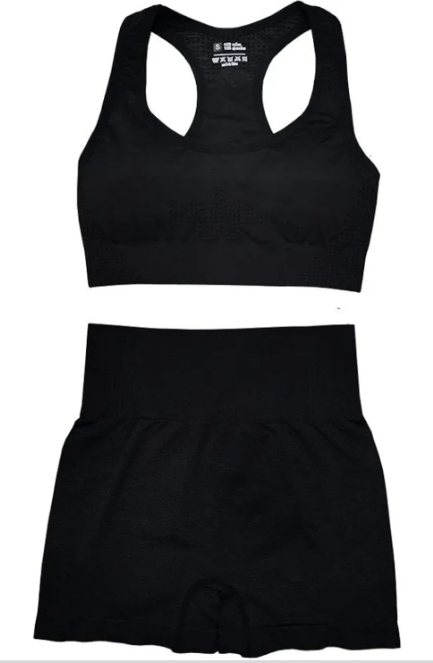 EUYIMOMO Leggins,Yoga Fitness Sports Pants Bra Fitness Set, High Waist Running Short Leggings Sports Set-Black Short Chest XL