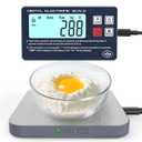 Rechargeable Digital Kitchen Food Scale - Detachable Display Electronic Weight Scale for Bread Making & Coffee Brewing, 304 Stainless Steel Platform, Backlit LCD, Count Mode, Wall-Mount & Tilt Stand (Grey)