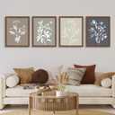 JJY Framed Boho Plants Wall Art Set of 4 -Wooden Wall Art Minimalist Botanical Prints Wall Art Decor Aesthetics -Rustic Vintage Farmhouse Home Living Room Kitchen Bathroom Wall Decor (11"x14")