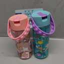 Elemental Leak Proof Water Bottles for Kids - Splash Kids Water Bottle for School with Pop-it Handle - Tritan Plastic Water Bottle with Straw - Mermaid & Pink Unicorn - 18oz (2 Pack)