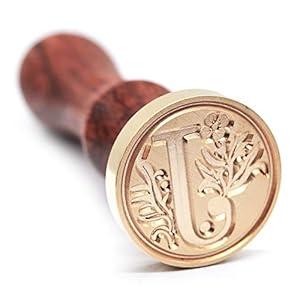 Medieval Initial Alphabet Sealing Wax Stamp, Brass Head Wooden Handle, for Thanksgiving Card/ Envelope/ Gift Wrap/ Wedding Engagement Party Invitation - Letter J