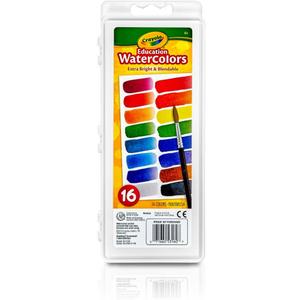 Crayola Watercolor Paint Set (16 Count), School Supplies Essentials, Washable Paint for Kids, 1 Paint Brush, Arts & Crafts, Assorted Colors, Ages 4+