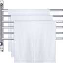 Teenyyou Swivel Towel Rack 16.5 Inches 304 Stainless Steel 6 Arms Bathroom Towel Rack Hanger Pool Holder Wall Mounted Swivel Bar Space Saving with Hook, Sliver