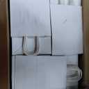 Joybe 300 Pack 5.95x3.25x8 Inch Small White Paper Bags with Handles Bulk, Kraft Paper Gift Bags for Birthday Party Favors Grocery Retail Shopping Business Goody Merchandise Craft Blank Sacks (300pcs)