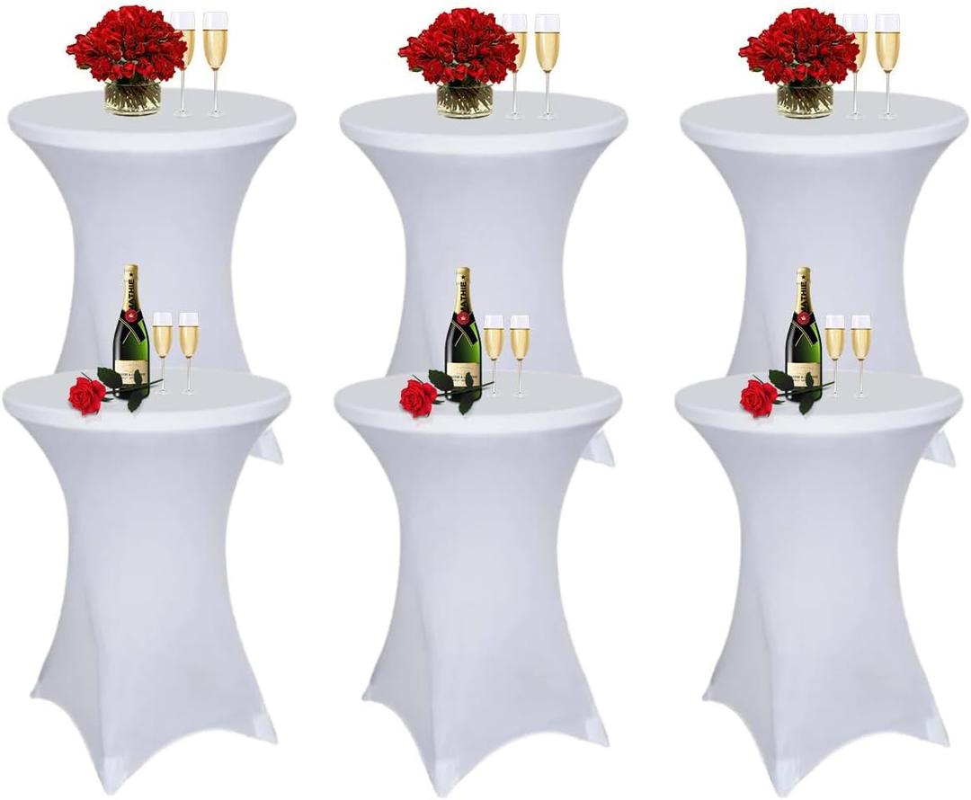 Albassa 6 Pack Cocktail Table Covers 32"x43" Spandex Stretch Highboy Top Tablecloth Fitted Round Table Cloths for Bar Wedding Cocktail Party Banquet Tables (6, White, 32"x 43") Albassa 6 Pack Cocktail Table Covers 32"x43" Spandex Stretch Highboy Top Tablecloth Fitted Round Table Cloths for Bar Wedding Cocktail Party Banquet Tables (6, White, 32"x 43")