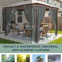 Gazebo Curtains Outdoor Waterproof with Zipper, 4-Panel, Grey, 120"W x 120"L