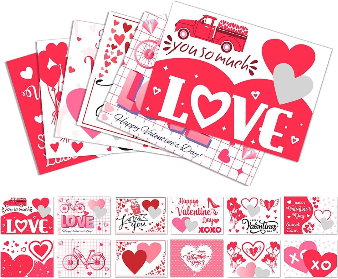 12 Pcs Valentine's Day Scratch Off Cards - DIY Naughty & Nice Interactive Greeting Kit with Silver Heart Stickers, Love Notes & Coupons, Gift for Kids Classmates Friends Couples Party Favors (Pink)