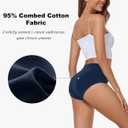 coskefy Women's High Waisted Cotton Underwear Soft Breathable Panties Stretch Briefs Ladies Panties 5 Pack (Black, M)