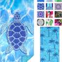 TwoYek Microfiber Thin Beach Towel Lightweight Oversized 71x32 Extra Large Sand Free Towels Quick Dry for Travel Pool Camping Sports Beach Accessories Vacation Essential Gift Turtle