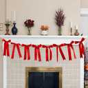 Red Bow Garland Banner for Bachelorette Decorations, Coquette Birthday Wall Decor, Bow Party Decor Banner for Bridal Shower, Wedding Favors, Party Supplies, Engagement Supplies (Hot Red)