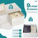OLIXIS 9 Drawers Storage Organizers Units, Closet Organizers and Storage for Clothes, Fabric Storage Drawer for Living Room, Chest of Dresser in 39.4" D x 11.8" W x 39.9" H, White