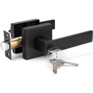 KNOBWELL Exterior Door Handle Heavy Duty Keyed Entry Door Lever Set(Not Keyed Alike) Entrance Handleset, Matte Black Finish, Left or Right Handing Door Handle 2.13 lb One Lever