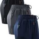 NELEUS Women's 4 Inches Running Shorts Workout Athletic Short for Yoga with Pocket,9066,Black/Grey/Navy Blue,3 Pack, X-Large