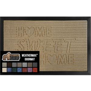 GORILLA GRIP 100% Waterproof All-Season WeatherMax Doormat, 47x35, US Designed Natural Rubber, Stain and Fade Resistant, Low Profile Indoor Outdoor Door Mats, Easy Clean Patio Mat, Home Sweet Home