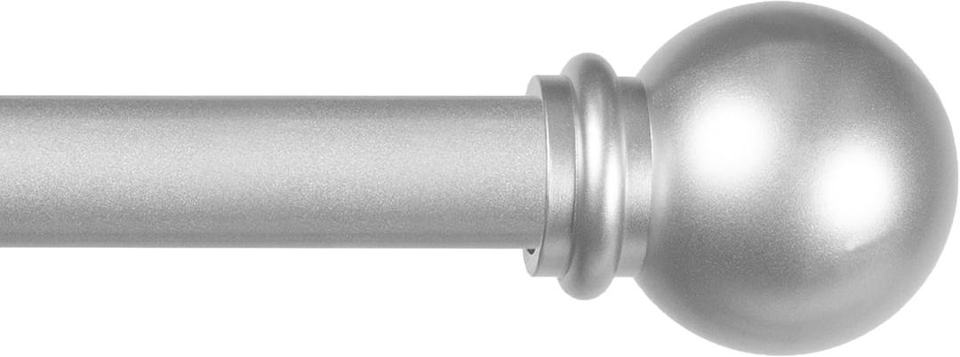 Kenney – Chelsea Curtain Rod, Durable 5/8" Steel Rod with Decorative Ball Ends, Adjustable 30–86" for Light to Medium Weight Curtains, Brushed Nickel