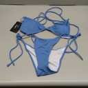 Women's Two Piece Bikini Swimsuit Sexy Ribbed Triangle Top Bathing Suits String Cheeky Bikini Sets (Small, Blue)