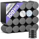 VNDUEEY 100Pcs Strong Magnets with Adhesive Backing, 0.7 * 0.12 inch Small Round Magnets for Crafts, Circle Magnet Ceramic Magnet for Fridge, DIY, Science Projects, Whiteboard (Black)