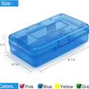 Tamaki 3 Pack Plastic Pencil Box Large Capacity Pencil Boxes Clear Boxes with Snap-tight Lid Stackable Design and Stylish Office Supplies Storage Organizer Box, Blue, Green, Pink