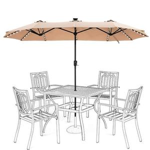 HERA'S PALACE 13 ft Patio Umbrella with 120 LED Solar Lights Double Sided Outdoor Umbrella for Patio 8 Colors Changing Table Umbrella Outdoor Patio for Garden Pool
