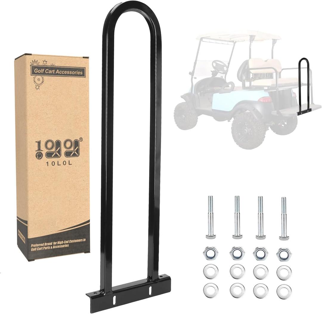 10L0L Universal Rear Seat Grab Bar for Yamaha, Club Car, EZGO, 2+2 Golf Cart, Not Fits Rear Flip Back Seat with Metal Foot Plate