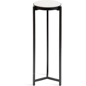 Kate and Laurel Aguilar Modern Round Drink Table; 9 x 9 x 23; White and Black; Genuine Marble Accent Table for Small Spaces and for Use as Small Plant Stand