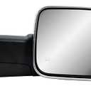 Passenger Right Side Door Towing Mirror Black Back Cover Power and Heated Glass with Turn Signal Light and Puddle Light Manual Folding and Temperature Sensor For Ram 1500 2500 3500 2009-2018