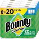 Bounty Quick Size Paper Towels, White, 8 Family Rolls = 20 Regular Rolls (Packaging May Vary) (8 Rolls (107 Sheets each))