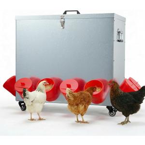Magicfly 85 lbs Chicken Feeder No Waste, Large Metal Chicken Feeder Box