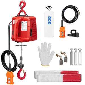 VIVOHOME 3-in-1 Electric Hoist Winch 660lbs, 110V Portable Power Winch Crane with Wire and Wireless Remote Control, 40ft Lifting Height for Towing, Overload Protection for Garage, Factory, Warehouse