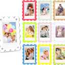 10 Pack Acrylic Fridge Magnetic Frame for Polaroid, 2.36x3.54 In Mini Picture Frames Colorful for Fujifilm Instax Mini, 2 Sided Photo Refrigerator Magnet Picture Display Clear Frame Petal