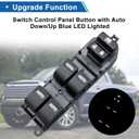 Upgraded Power Window Master Switch for 2007-2021 Toyota Tundra & Sequoia White LED Backlit, Auto Up/Down All Windows, Plug-and-Play (Excludes 1794/Limited/Platinum) [84820-0R040]
