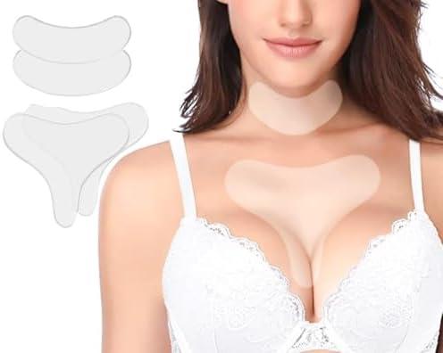 Neck Wrinkle Patches Chest Pads, Anti Silicone Patches, Resuable and Medical Grade Décolleté Anti, Overnight Treatment for Sidesleeper,4 Pads