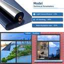 One Way Privacy Window Film, Premium PET Material, Daytime Reflective Heat Control Anti UV Door Sticker, Window Tint for Home Office Living Room, Neptune Blue 27.6Inch x 16.4 Feet