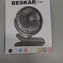 BESKAR Portable Clip on Fan Rechargeable, 4 Speeds Small Battery Operated Fans, USB Desk Fan with Strong Airflow, Sturdy Clamp Fans for Golf Cart Office Outdoor Travel Camping (Black Blue)