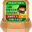 BYKITCHEN 300PCS Disposable Air Fryer Paper Liners for Ninja AF141 5 QT Pro AF181 6.5QT, Cosori Chefman 6 QT &Other 5 to 8Qt Airfryer, 8in Square Air Fryer Parchment Paper, Airfryer Basket Accessories