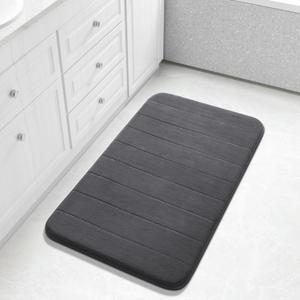Yimobra Large Bath Mat 36"x24", Super Soft Quick Dry Memory Foam Bathroom Rug, Water Absorbent, Non Slip Backing Machine Washable for Tub Shower, Thick Comfort Support, Dark Gray