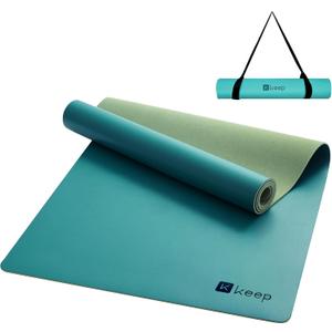 KEEP Rubber Yoga Mat - Professional Sweat Absorbent PU & Natural Rubber. Non Slip Workout Mats for Women & Men, 5mm Thick, 74"x26" Extra Long Wide Pad for Hot Yoga, Pilates, HIIT, Home Gym - Strap Included (Green)